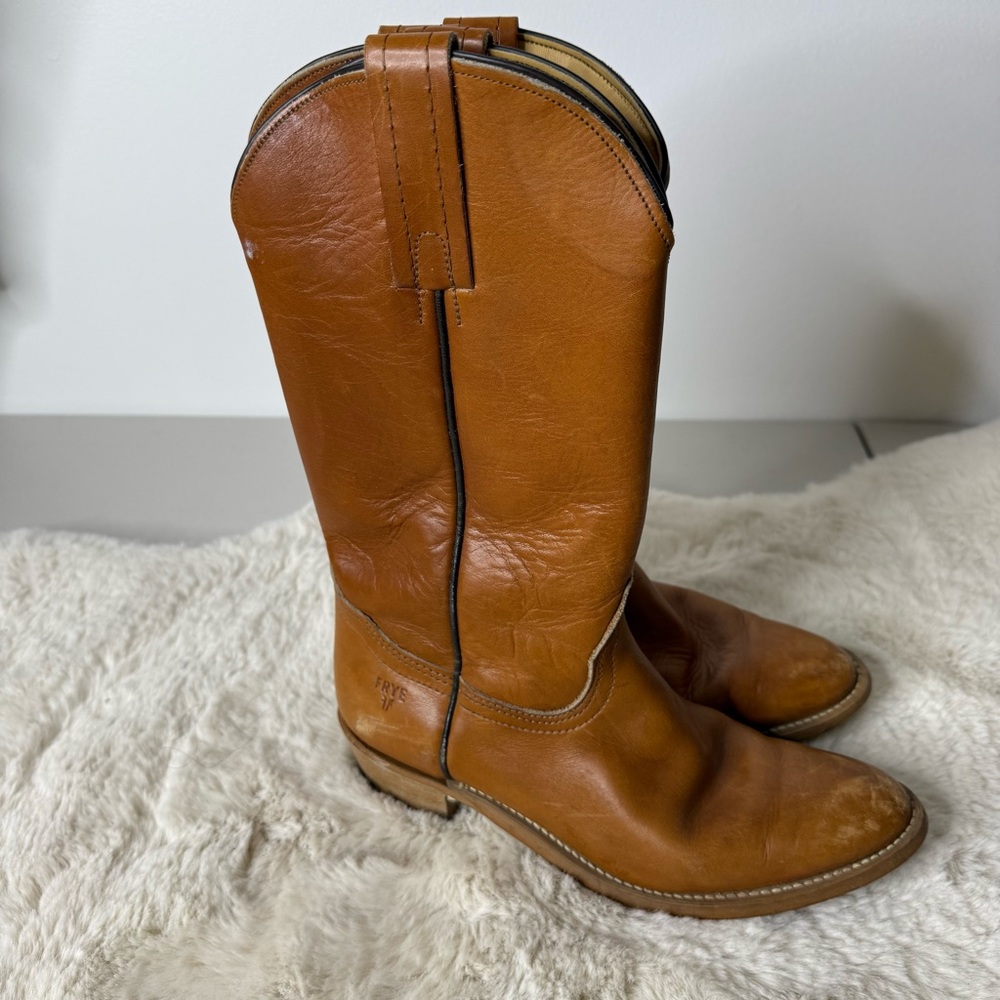 Frye Vintage Tan Leather‎ Boots Made in USA